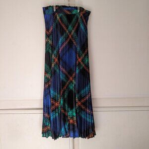 Women’s Anthropologie Maeve Isobel Silky Pleated Skirt Plaid Size xxs New NWOT